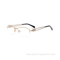 Customized New Classical Semi Rimless Special Shape Temples Metal Eyeglasses